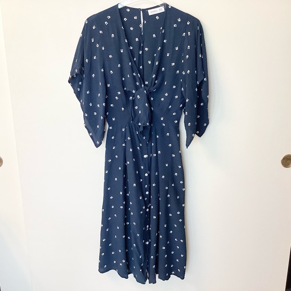 Faithfull the Brand Floral Print Button Front Midi Dress - Blue - 6 - Picture 1 of 11